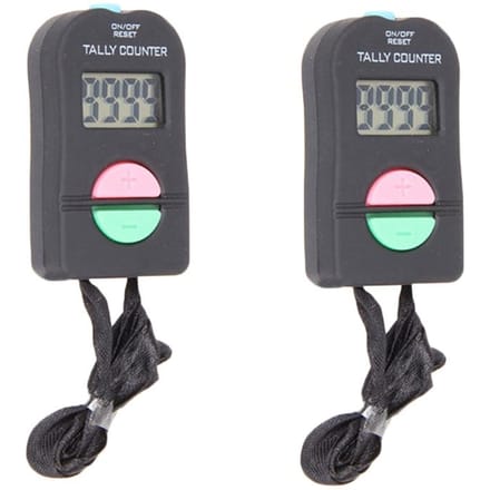 2 stuks 4-cijferige digitale handmatige elektronische kliktellers met nummerknop gray