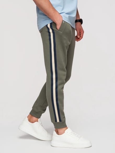 OMBRE Broek - Regular Fit - Katoen - Gestreept Groen M