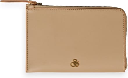 SCOTCH & SODA Leren Kaarthoes Identiteitskaarthoesje Zip Travel Wallet Ivory Beige