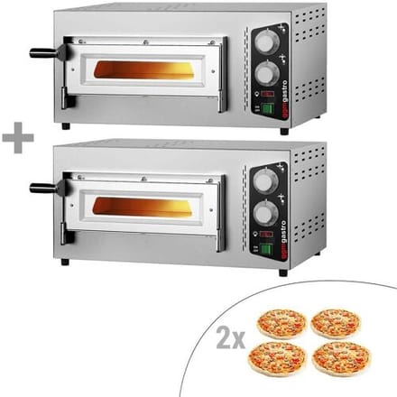 GGM Gastro (2 Stück) Elektro Pizzaofen - 4+4x 24cm - Manuell Zilver