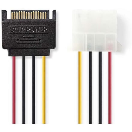 Nedis Interne Voedingskabel - SATA 15-Pins Male - Molex Female - Verguld - 0.15 m - Rond - PVC - Multicolour - Envelop