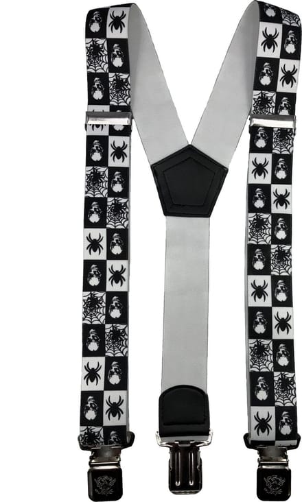 Fun bretel 'Spider n Skull met stevige sterke brede stalen clips