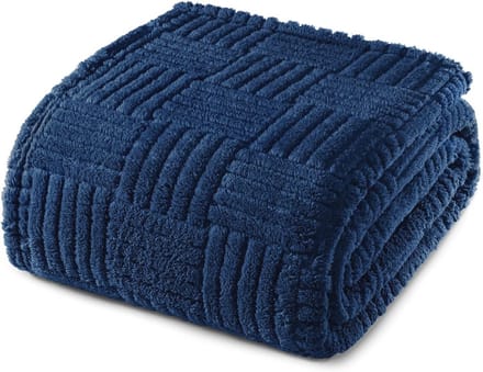 Zachte en warme fleecedeken met jacquard-patroon - 150 x 200 cm, marineblauw