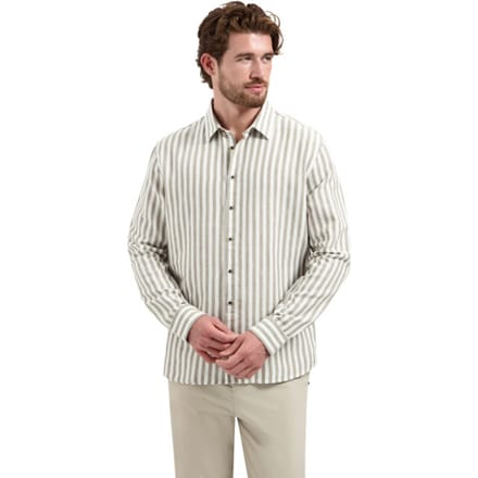 No Excess Shirt vertical big stripe with line taupe
