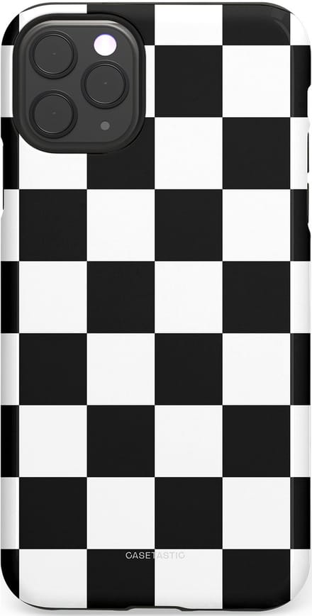 Casetastic hoesje geschikt voor Apple iPhone 11 Pro Max - Dubbellaagse bescherming - Schaak - Fashion Case - Zwart Wit Zilver