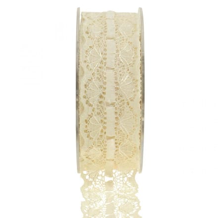 Kantlint kanten rand deco lint kant creme 25mm 15m