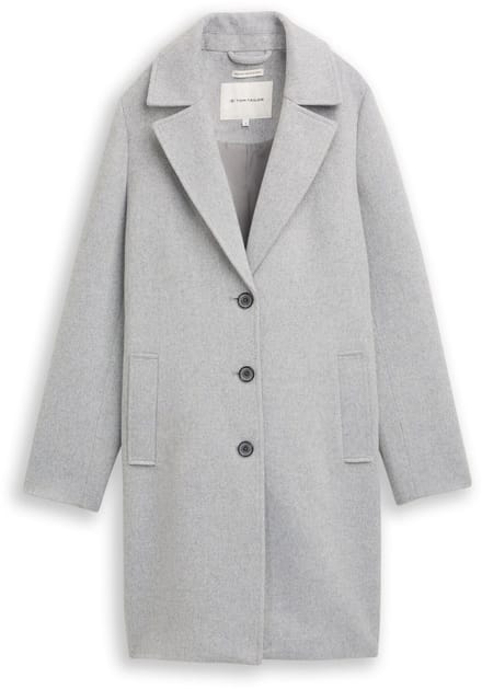 Tom Tailor - Wollen jas met steekzakken - Maat M - medium silver grey melange