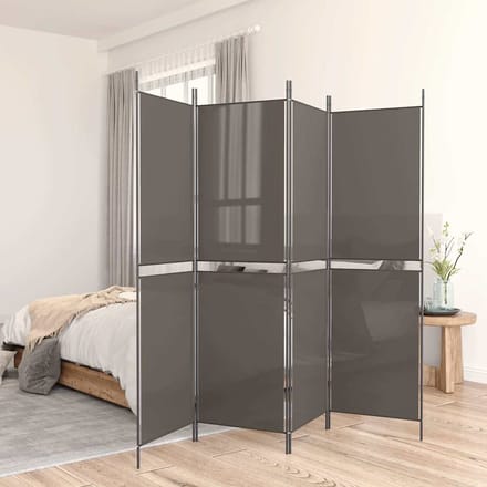 vidaXL - Kamerscherm - met - 5 - panelen - 250x180 - cm - antracietkleurig