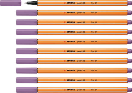 STABILO point 88 - Premium Fineliner - Fine 0,4 mm – Grijs Violet Paars – Doos 10 stuks