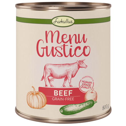 Voordeelpakket Lukullus Menu Gustico 24 x 800 g Hondenvoer - Rund met Pompoen, Appel en Oregano