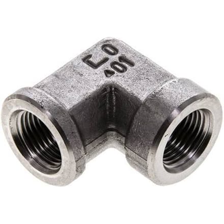 3/8'' NPT RVS L-Fitting 90graden 210 Bar - Hydrauliek - FL2E-F-S-038N