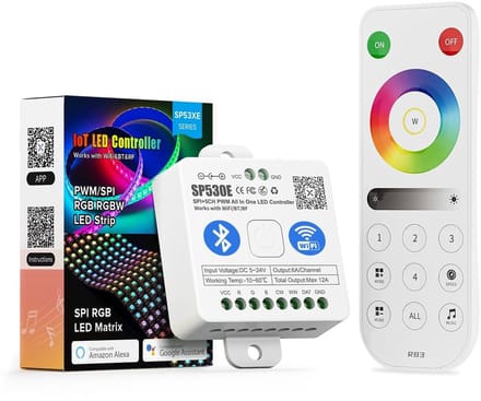 NTHProducts - LED Strip Controller - RGB - App en Remote Control - Multicolor - Bluetooth - Geschikt voor Binnen en Buiten - DC5V DC12V