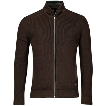 Baileys Vest Cardigan Zip Fine Structure Knit Dark Brown / male