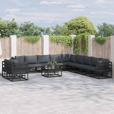 vidaXL - Tuinbank - Set - 11 - st - Zwart - Aluminium