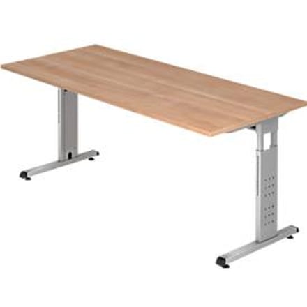 ULM bureau, C-poot, rechthoekig, B 1800 x D 800 x H 650-850 mm, afwerking walnoot