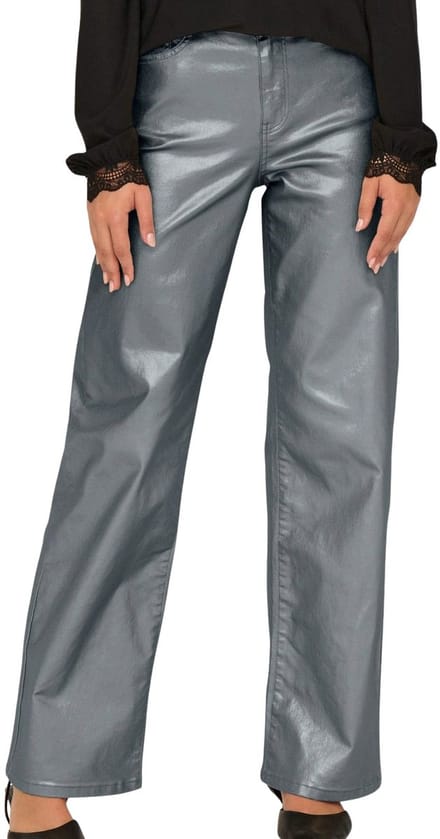 ONLY - ONLJUICY-VIV HW W METAL COATED PANT PNT Dames Broek