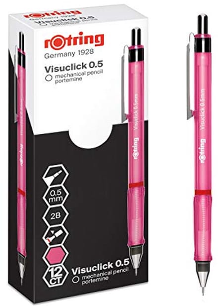 Visuclick vulpotlood 0,5 mm | 2B-stift | Felroze | Box met 12 stuks