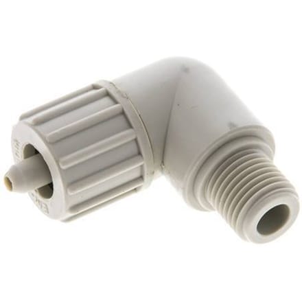 10x4mm & G1/4'' PP L-Vorm Knelfitting Buitendraad 10bar Kunststof en Polyamide