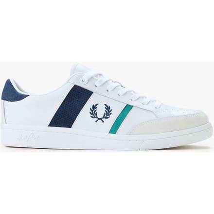 Fred Perry B725 Lederen Suede Heren Sneakers Wit/Navy/Mint