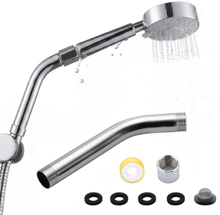 Dailygoods- Douchearm Gebogen - Douchekop/Slang Verlenging - Roestvrij Staal - Bad Accessoire - Universele Bevestiging - Extra Sterk