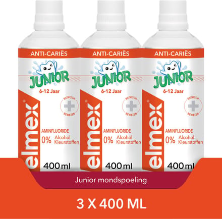 Elmex Junior (6-12 Jaar) Mondwater - 3 x 400ml - Voordeelverpakking