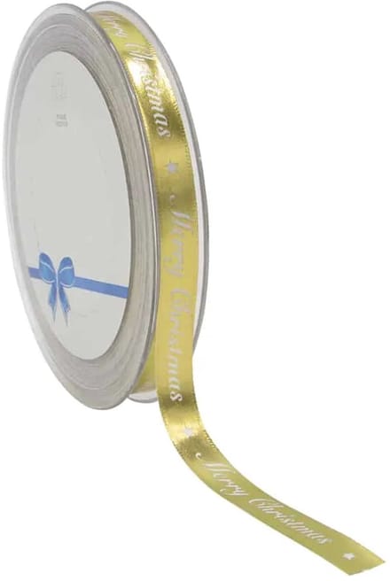 Satijnen Kerstlint Goudglans – 10 mm × 20 m
