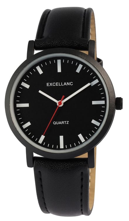 EXCELLANC Herenhorloge lederimitatie Mineraalglas