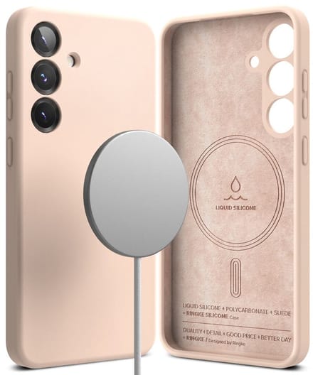 Ringke Siliconen Magnetische Magsafe Galaxy S25+ Plus Roze Zand