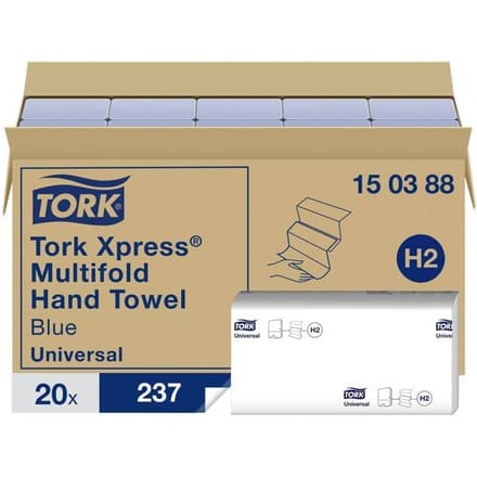 Tork 150388 Xpress Multifold Handdoek blauw 2 laags, 21x24 cm a 4740 st (150388)
