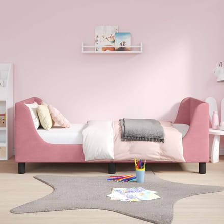 vidaXL - Kinderen - bedframe - met - hoofdboard - Roze - 80 - x - 160 - cm - Fluweel