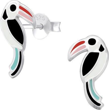 Princess Oorbellen Toekan - 925 Zilver E-Coating - Dier - 6x12mm