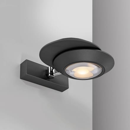 LED wandlamp PURE Oculis, zwart, 30 cm, ijzer/glas, 2-lamps