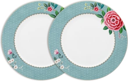 Pip Studio Blushing Birds Dinerborden - Blauw - Porselein - Set van 2 - 26.5cm