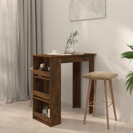 vidaXL - Bartafel - met - opbergrek - 102x50x103,5 - cm - hout - gerookt - eiken