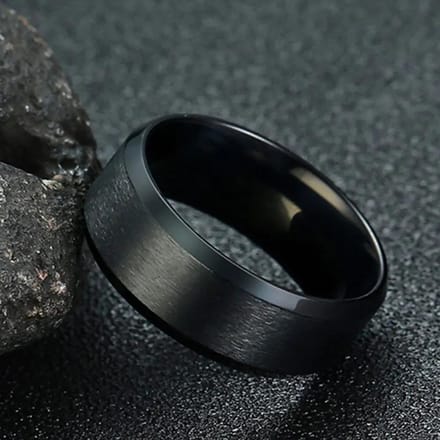 Heren Modieuze Roestvrijstalen Zwart Stalen Kleur Ring 13 black