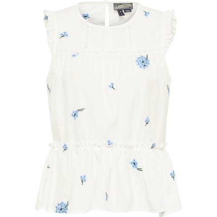 Dreimaster Top Dames Wol Wit Blauw