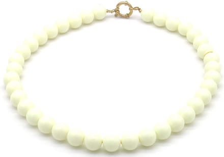 Ketting met kralen - RVS - wit - 45 cm - dames