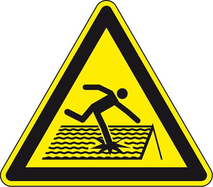 Sticker instortingsgevaar, ISO 7010, W036 50 mm - 10 stuks per kaart