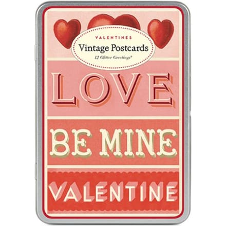 Cavallini & co valentijnsdag vintage glitter wenskaart in box - be mine valentine