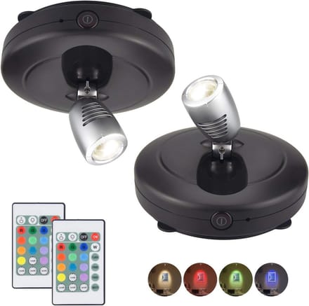 Draadloze LED Plafondspots met Afstandsbediening - 2 Stuks RGB Accentverlichting