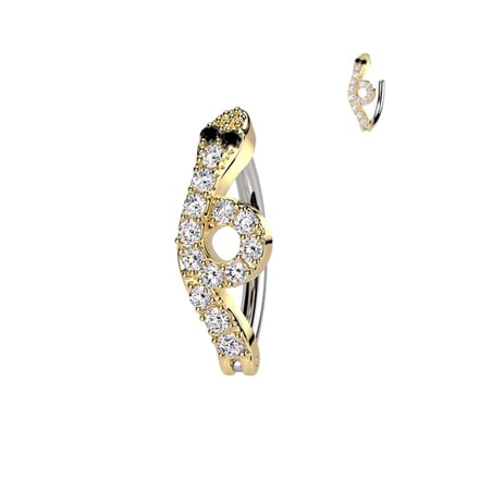 Piercing clicker front snake - goud - LMPiercings