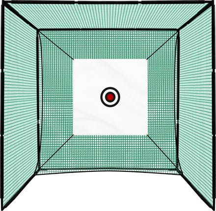 Golf oefenkooi en net - zwart/groen - 3x3x3m - inclusief kunstgrasmat
