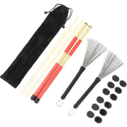 Drumstick Kit Rute Borstel Demper Drumstel Muziekinstrument Speelaccessoires met TasM02763 black