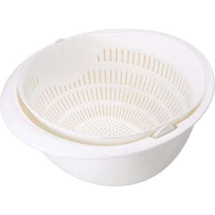 Dubbellaags Afdruipmand Fruit Groente Wassen Vergiet Zeef Keukengereedschap (Wit) wit