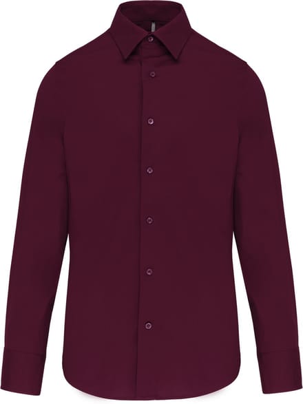 Kariban Heren stretch overhemd lange mouwen K529 - Wine - M