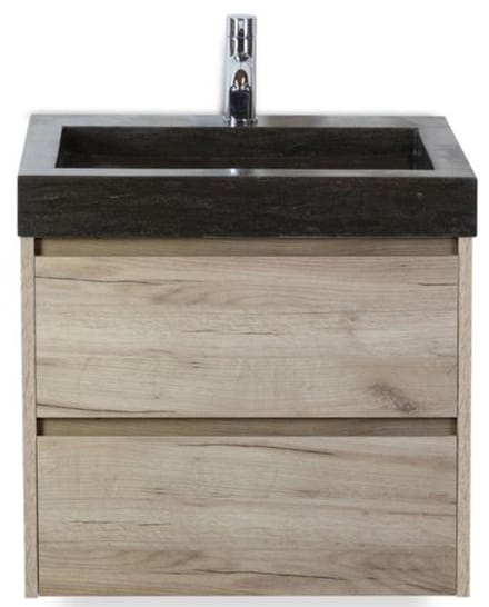 Dante Badmeubelset 60 cm - Craft Oak - Wastafel Hardsteen Wit Lucca