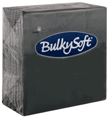 BulkySoft Servetten Zwart 33x33cm 1/4 vouw 2-laags cellulose 20x 100 stuks