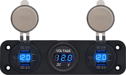 ProRide 12V USB Autolader 6 Poorten - QC3.0 - P19160 - Drievoudig inbouw met Voltmeter