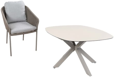 Tuinset Alezio/Malaga | 4 personen | Deens ovaal 180 cm | Rope & kunststof