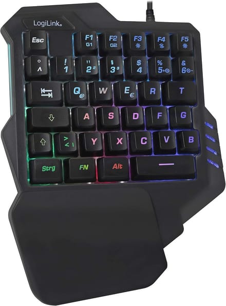 Ergonomisch verlicht gaming toetsenbord met één hand - programmeerbare toetsen en lichteffecten - compatibel met Windows, Linux en Mac